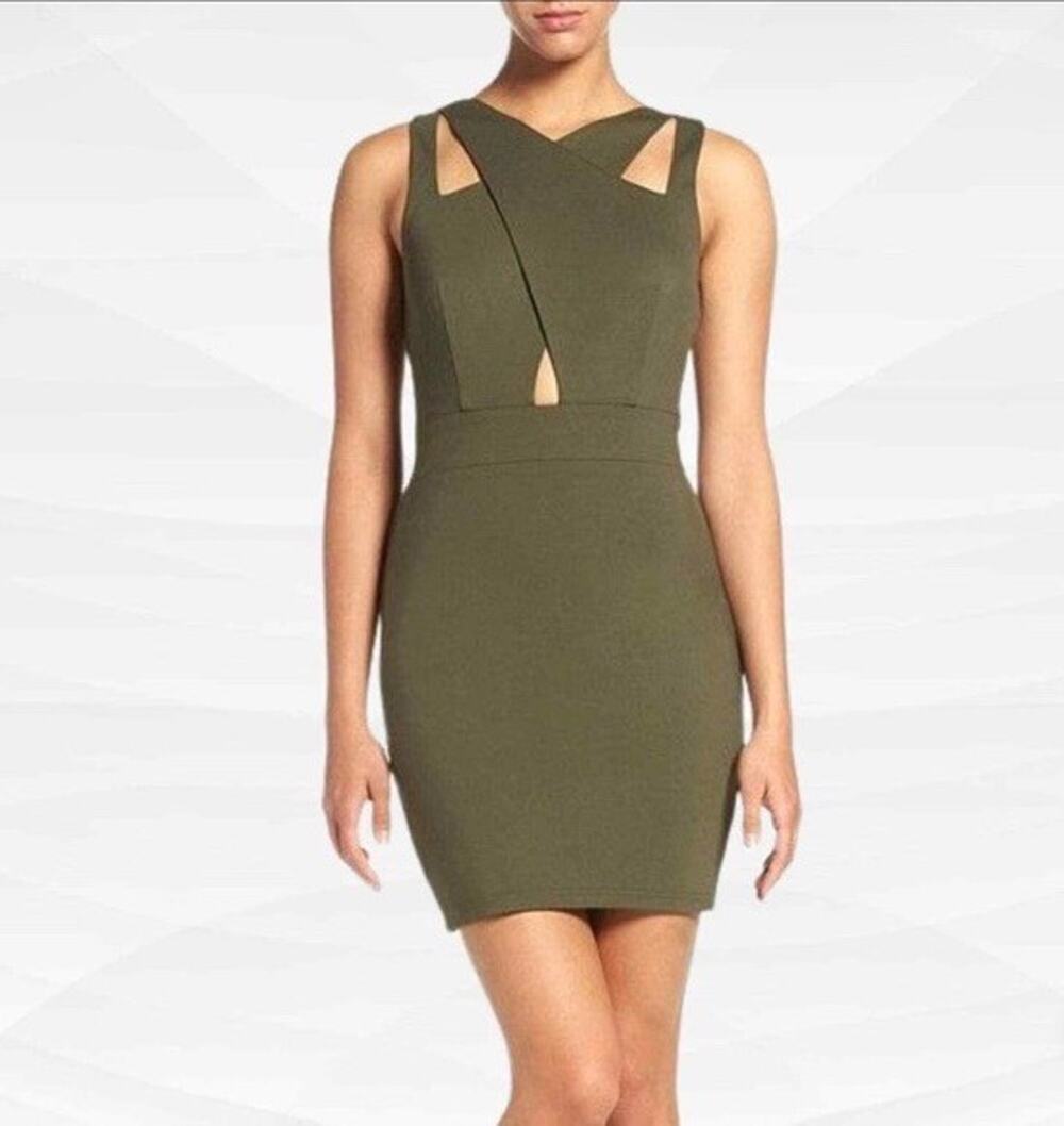 Ali & Jay Mini Dress Green Bodycon Cutouts Size Large Sexy Feminine Date night